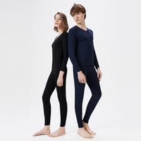 chundu 淳度 保暖内衣女秋衣秋裤男莫代尔薄款美体贴身保暖衣女士情侣套装 藏青色男款 M