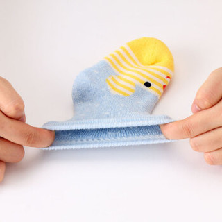 米乐鱼 婴儿袜子儿童宝宝秋冬厚款毛圈袜新生儿棉袜3双装蓝2-3岁