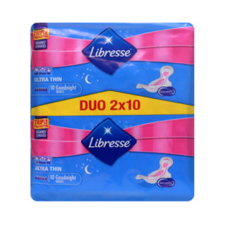 轻曲线（Libresse） 欧洲原装进口夜用卫生巾320mm  20片 绵柔超薄防漏塑形超熟睡