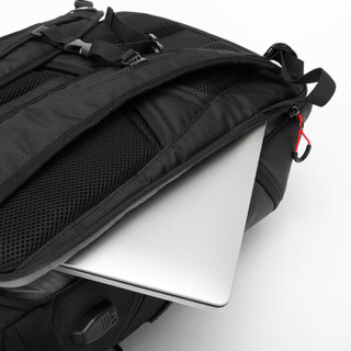 联想(Lenovo) 时尚运动款户外功能型登山包双肩男士户外防水背包旅行包旅游背包 黑红色