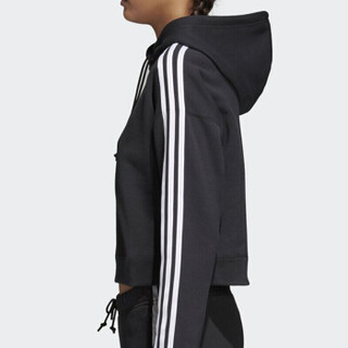 adidas 阿迪达斯 三叶草 女子 三叶草系列 CROPPED HOODIE 运动 套衫 CY4766 黑色 M码