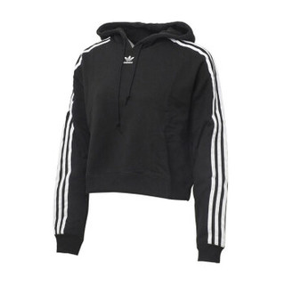 adidas 阿迪达斯 三叶草 女子 三叶草系列 CROPPED HOODIE 运动 套衫 CY4766 黑色 M码