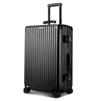 BOPAI 博牌 拉杆箱铝框TSA密码锁行李箱男 纯pc旅行箱 密码箱包女 万向轮登机箱 20吋  833-0267201 黑色