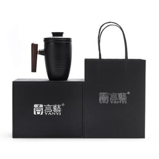 言艺 茶杯 陶瓷带过滤 茶水杯大容量马克杯 办公杯简约泡茶杯子家用 圆把马克杯礼盒装