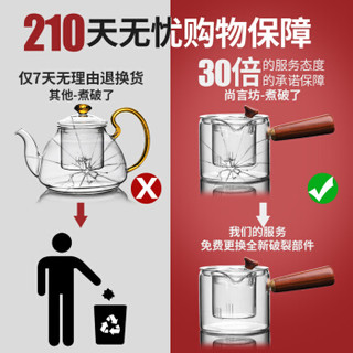 尚言坊 玻璃茶壶煮茶器泡茶壶耐高温煮茶壶泡茶器侧把壶茶具套装黑茶家用