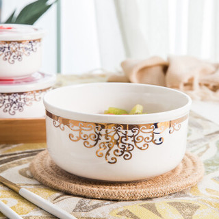 洛威 保鲜碗 陶瓷碗具套装保鲜盒便当盒三件套带盖 爱琴海