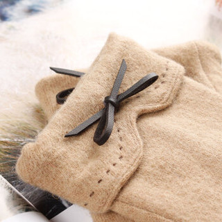 南极人 手套女冬季保暖加绒加厚时尚潮流可爱韩版学生触屏羊毛女士手套 N18M660 卡其色 均码