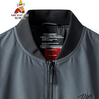 稻草人（MEXICAN）夹克男 简约时尚棒球夹克衫风行员外套男 MWSL-394 灰色 XL