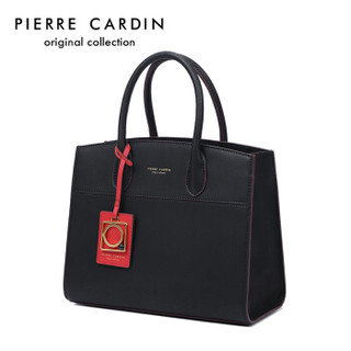 pierre cardin 皮尔·卡丹 女包手提包时尚牛皮单肩斜挎包 J7A223-080201A黑色