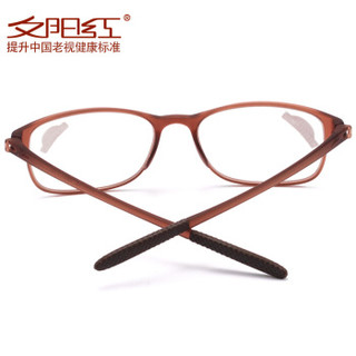 夕阳红防蓝光老花镜男女通用款 经典茶色时尚大框镜架不易折断老花眼镜E9004T 100度 茶色