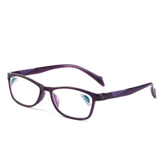 夕阳红老花镜女 耐磨树脂舒适时尚老花老光眼镜JX6021 150度 亮紫色