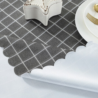 艾薇 桌布家纺 防水防油防烫PVC免洗餐桌布茶几布桌垫 灰色格子 138*180cm