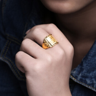 商品潮宏基 chj jewellery 年年有余 足金黄金戒指男款 计价 srg