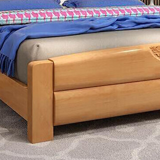 欧宝美实木床新中式卧室床婚床单人床双人床橡木床1.8米榉木色