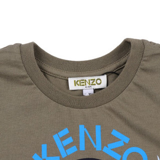 KENZO KIDS 高田贤三 奢侈品童装 男童军绿色棉质印花圆领丛林图案短袖T恤 KM10618 56 12A/12岁/152cm