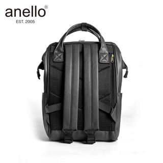 anello 阿耐洛 自营旗舰店 合成皮革钢圈定型双肩背包男女旅行包B1212黑色