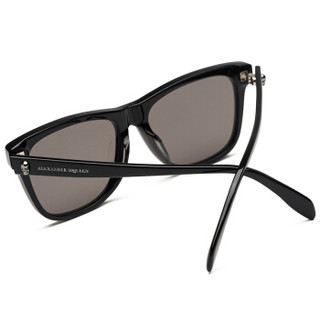 亚历山大·麦昆Alexander McQueen eyewear太阳镜男女款 亚洲版方框墨镜 AM0158SA-001 黑色镜框灰色镜片 56mm