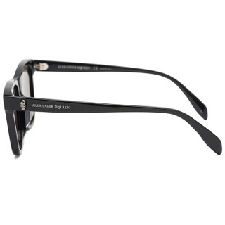 亚历山大·麦昆Alexander McQueen eyewear太阳镜男女款 亚洲版方框墨镜 AM0158SA-001 黑色镜框灰色镜片 56mm