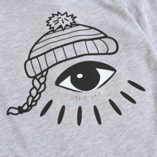 商品kenzo kids 高田贤三 奢侈品童装 女童浅灰色混纺眼睛印花长袖t恤