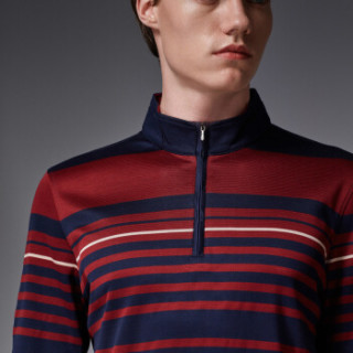 商品劲霸男装k-boxing 秋冬新款男士长袖丝光棉t恤条纹高领拉链衫上衣