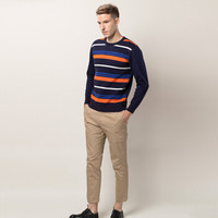 海之宁 保暖内衣男士可外穿2018新款潮青年时尚打底棉毛衫韩版休闲加绒加厚套装 7006藏青 XXL码