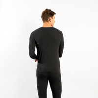 J.ZAO 男士轻薄圆领内衣套装 亲肤保湿贴身打底秋衣秋裤 黑色 XL码