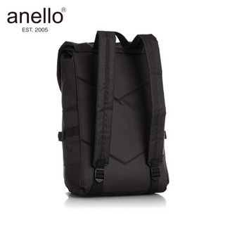 anello 阿耐洛 自营旗舰店 潮流涤纶帆布翻盖插扣双肩背包B0195黑色