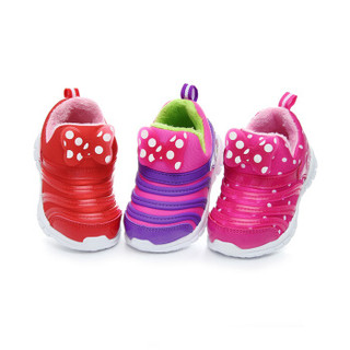 天美意（TEENMIX）童鞋小童学步鞋秋冬新款女童加绒保暖宝宝鞋儿童运动鞋DX0289 紫色 28