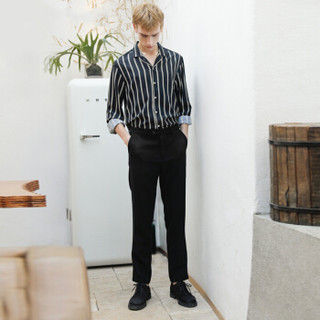 MARKLESS 休闲裤男黑色直筒裤青年时尚弹力长裤子CLA8809M黑色180/XL（2.64尺）