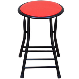 华恺之星 折叠凳子简易餐椅子家用板凳圆凳子HK8061红色