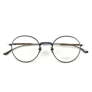 MASUNAGA增永眼镜男女复古手工全框眼镜架配镜近视光学镜架WRIGHT #45 蓝框银腿