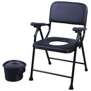 华恺之星 折叠椅子坐便椅马桶坐便凳老人孕妇座便椅凳子ZB01黑色 带桶