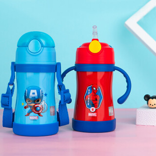 迪士尼（Disney）宝宝吸管杯学饮杯 儿童保温杯婴儿水杯316不锈钢水壶 红色蜘蛛侠