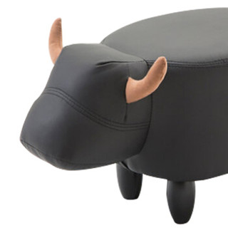 摩高空间家用时尚创意小牛穿鞋换鞋小凳子布艺动物矮凳沙发凳-小黑牛