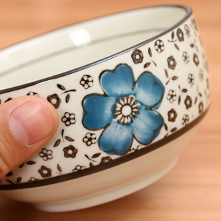 唐贝 碗筷家用套装筷子景德镇陶瓷日式餐具组合 家和富贵蓝两碗两筷
