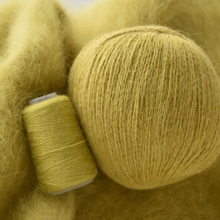 牧心 羊绒线 长毛毛线 14/2中粗线 手编机织均可 婴儿宝宝毛线 围巾线Z06 秋香绿
