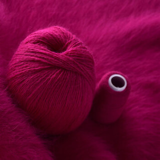 牧心 羊绒线 长毛毛线 14/2中粗线 手编机织均可 婴儿宝宝毛线 围巾线Z06 深玫红