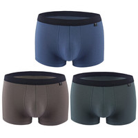 杜比骑士 男士内裤男中腰平角无痕超细莫代尔透气四角短裤男内裤 3条礼盒装 XL 9766R (蓝色、XL、平角裤、超细莫代尔)