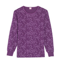 海之宁 中老年女士秋衣秋裤纯棉套装打底内穿贴身棉毛衫妈妈款保暖内衣全棉宽松透气 3217-1 圆领紫罗兰 M码