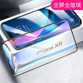 邦克仕(Benks)苹果XR全屏钢化膜 iPhoneXR全覆盖曲面手机保护贴膜 高清耐刮玻璃膜 一体成型金刚膜 黑色