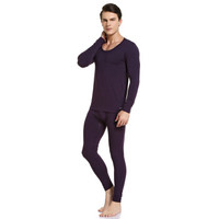 JOCKEY 秋衣秋裤男棉质保暖内衣套装情侣款舒适柔软贴身套装 J1511405365XL 365黑紫色 XL