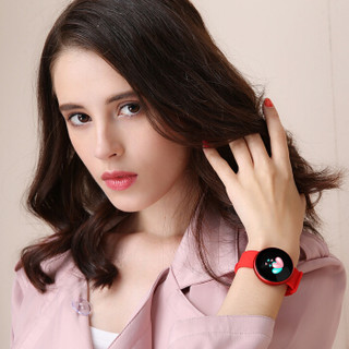 时刻美 skmei 智能手表女士多功能运动手环测心率生理期超薄时尚电子手环表 红色