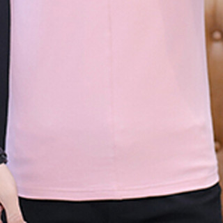 猫人（MiiOW）男士T恤时尚休闲百搭纯色V领套头长袖T恤D305-1-8313粉红3XL