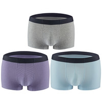 杜比骑士 男士内裤男无痕裸感条纹莱卡棉中腰平角内裤四角运动男内裤 3条短裤多色 L 9760R (蓝色、L、平角裤、莱卡棉)