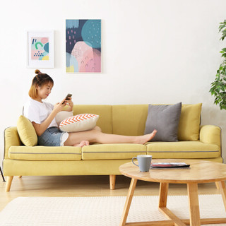 极客沙发布艺沙发欧式现代简约小户型组合沙发床家具 黄色 单人位+三人位Geek-630