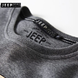 吉普JEEP 长袖卫衣T恤男2019春秋新品套头美式休闲商务潮男韩版棉圆领长袖青年打底衫FSM1003深灰色L