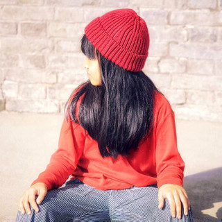 维多迪纳（vedordna）帽子男女毛线帽经典百搭秋冬保暖护耳亲子帽针织帽小红帽 MZ160 红色 均码