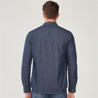 佐丹奴（Giordano） 男装衬衫 衬衫棉质修身牛仔长袖衬衫01048522  86深蓝色 小码(165/92A)