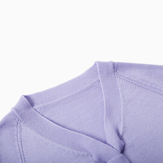 INTERIGHT女士休闲V领修身系带羊毛针织衫 紫色 S