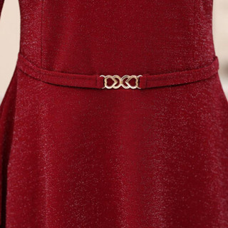 丽乔 2018秋冬新款女装新品中老年女装妈妈套装长袖T恤打底小衫时尚两件套 GZ92883 红色 XL